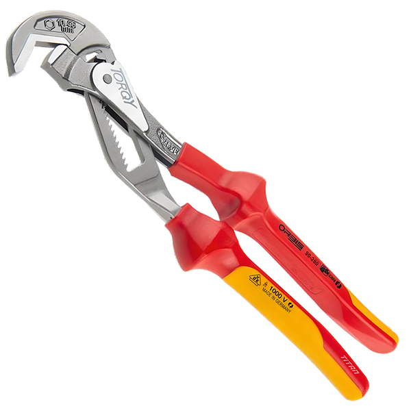 Kìm cờ lê TORQY 10¼ inch, mặt cạnh đen mặt bóng, cán đen - đỏ