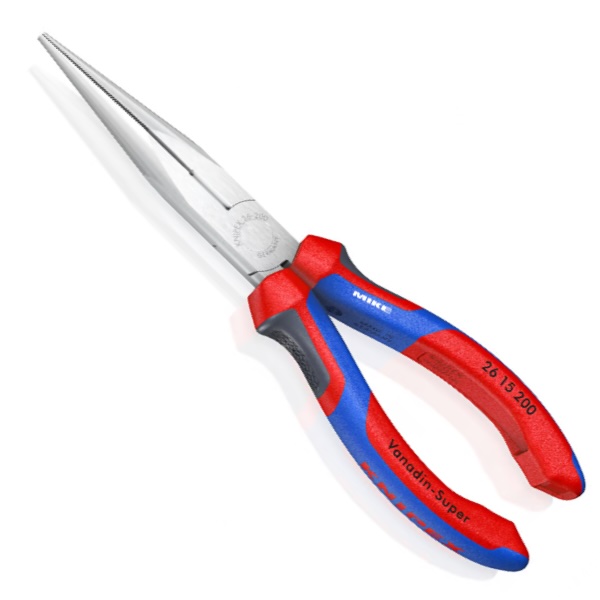 Kìm mỏ nhọn 200mm mạ chrome KNIPEX 26 15 200, cán bọc nhựa đa thành phần