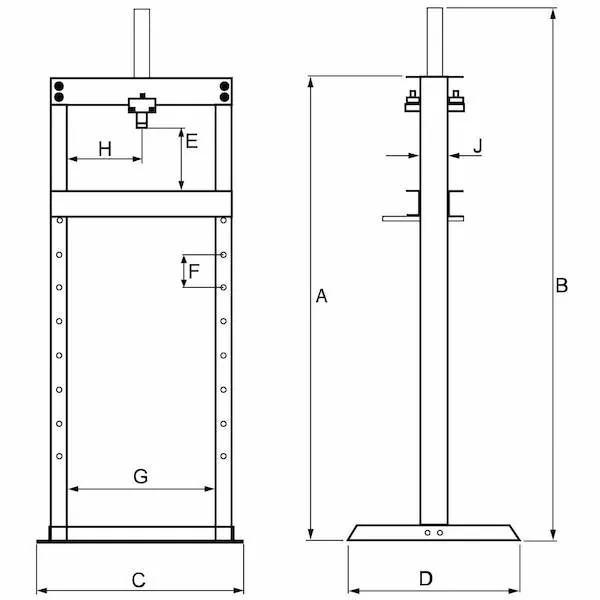 Bản vẽ kích thước khung ép thủy lực 25 tấn WPS