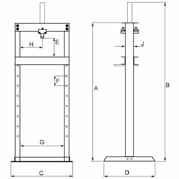 Bản vẽ kích thước khung ép thủy lực 25 tấn WPS