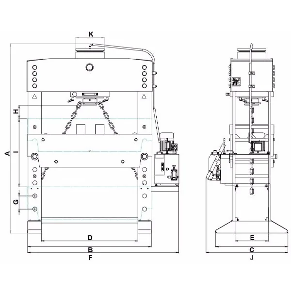 Bản vẽ kích thước máy ép thủy lực WSPE-series