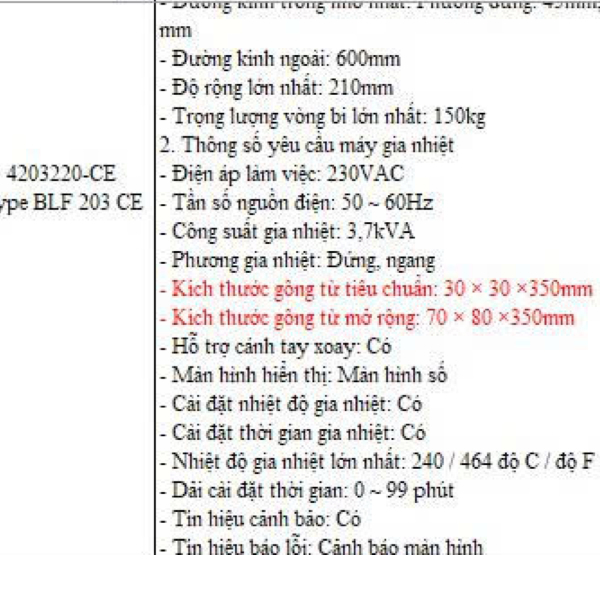 Câu hỏi 1 cho máy gia nhiệt vòng bi BLF 203