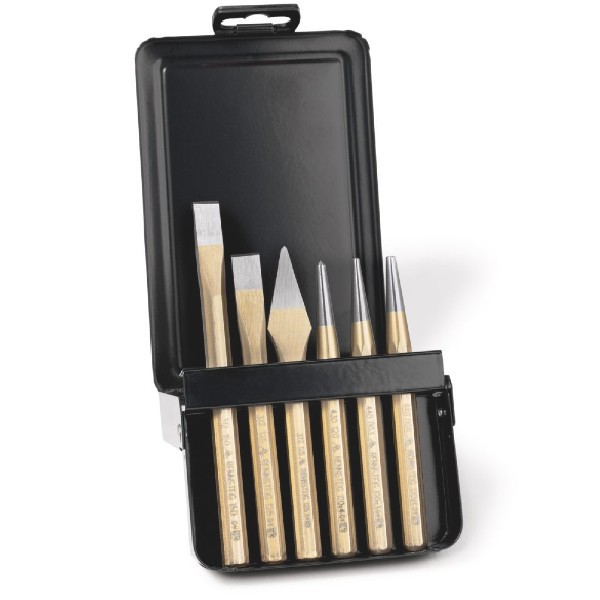 Rennsteig 421 002 0 Tool Set in Metal Box – 6 Piece Metalworking Chisel & Punch Kit