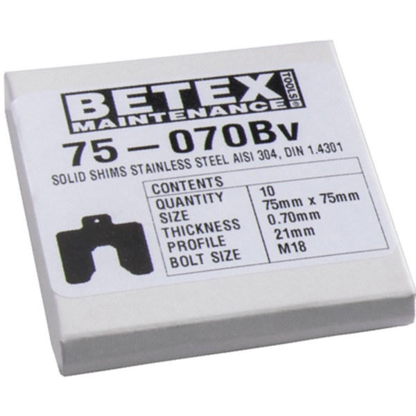 Shim inox size B khổ 75x75mm, size bulong M20, cân chỉnh chân máy