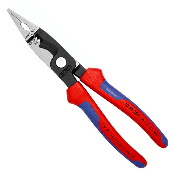 Kìm thợ điện 6 chức năng, size 200mm, cán đa màu, mạ đen